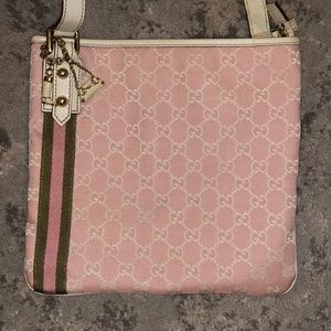 Gucci Pink GG Canvas Jolicoeur Messenger Bag SOLD